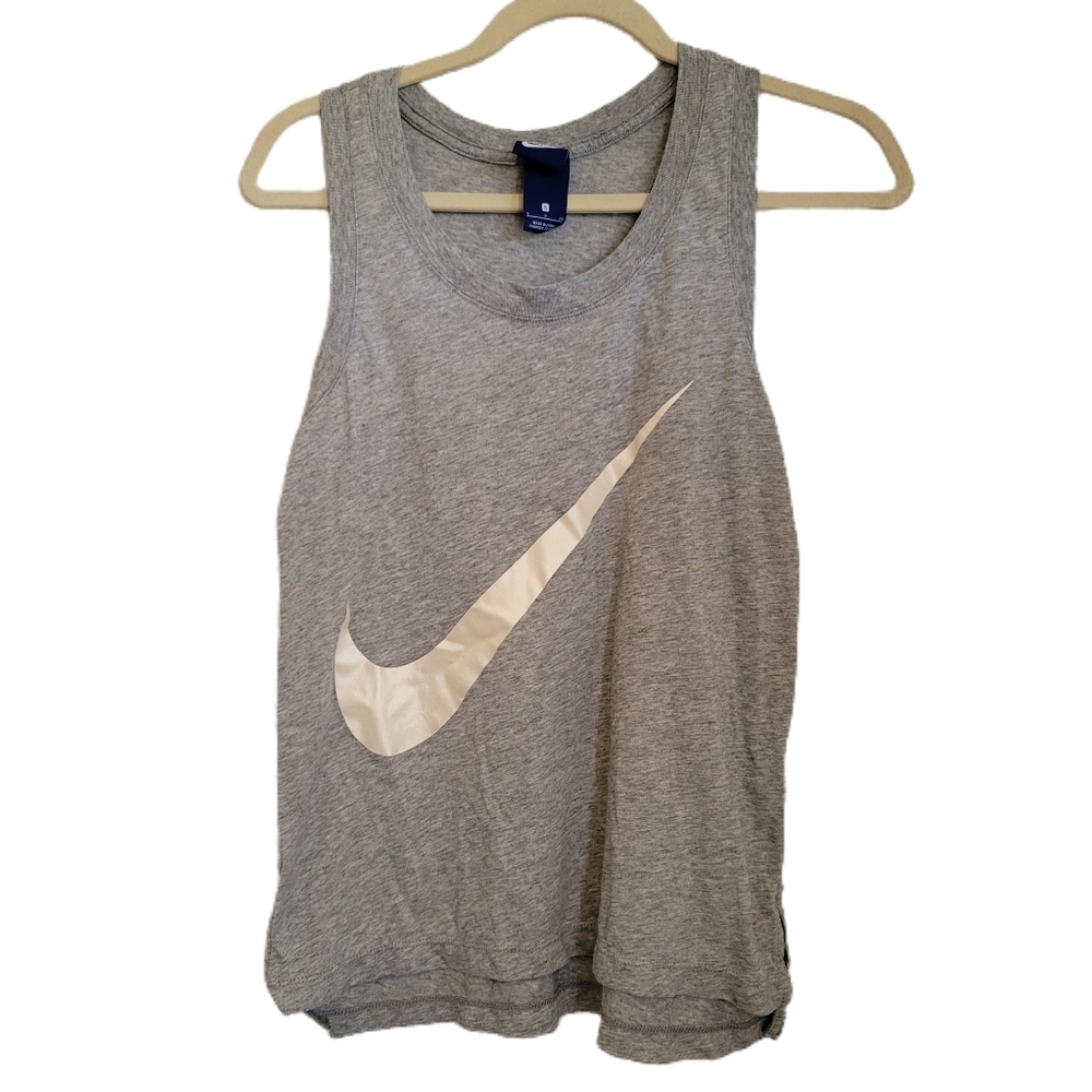 Nike Swoosh Tank Top S Small Gray Scoop Neck
